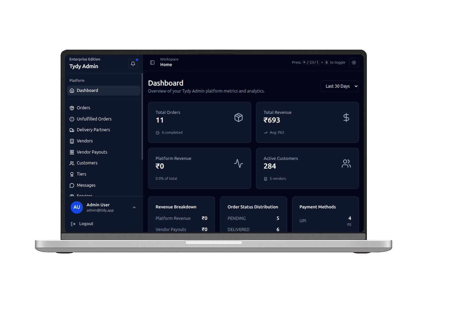Tydy Laundry Service Automation desktop