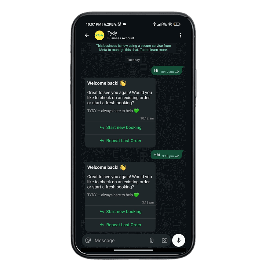 Tydy Laundry Service Automation mobile